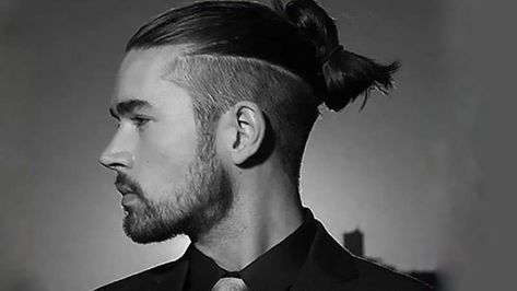 Half-Bun with Undercut Boys Haircuts Long Hair, Man Bun Haircut, Man Bun Undercut, Boy Haircuts Long, Man Bun Hairstyles, Undercut Long Hair, Viking Hair, Beard Hairstyle, Men Haircut Styles