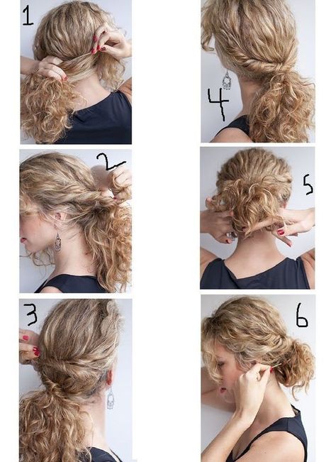 25+ Cute Hairstyles for Curly Hair | Stylish Collection by Creative Khadija Updos For Long Curly Hair, Curly Hair Step By Step, Easy Hairstyles For Curly Hair, Hair Step By Step, Quick Curly Hairstyles, Messy Curly Hair, Medium Length Curly Hair, Curly Updo, Curly Hair Updo