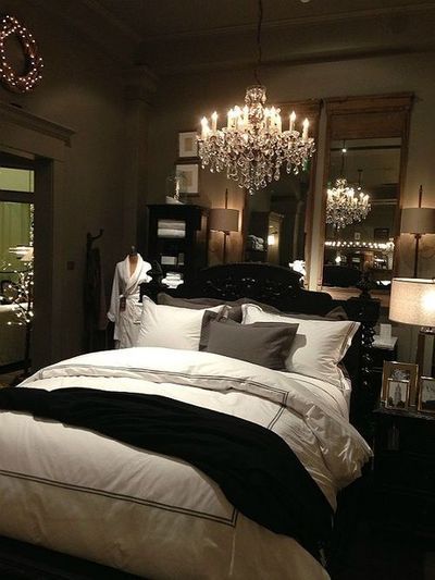 A woman's romantic dream..LOVE!  A small bedroom, solely for what a bedroom should be used for... love this room Dramatic Bedroom, Glamour Decor, Romantic Bedroom, Dreamy Bedrooms, Design Del Prodotto, Decoration Inspiration, Beautiful Bedrooms, Bedroom Styles, Dream Bedroom