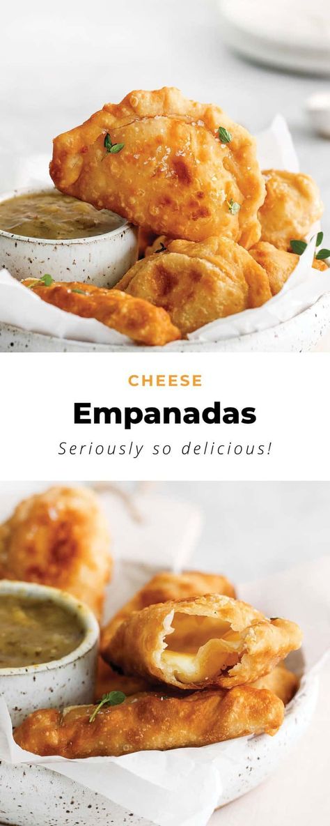 Whip these cheese empanadas up in less than an hour or freeze them for later for a quick and easy meal for the family. Empanadas Recipe Cheese, Maseca Recipes Empanadas, Mini Empanadas Appetizers, Quick Empanadas, Bean And Cheese Empanadas, Chicken And Cheese Empanadas, Empanada Filling Recipes, Fried Empanadas Recipe, Chilean Empanadas