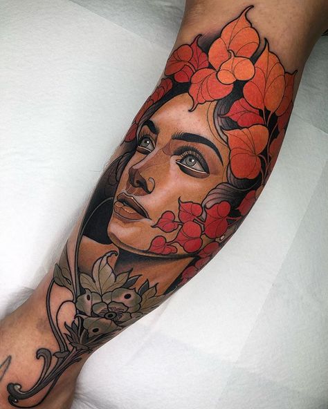 Gracias Yuya!!! Hecho en @sacrifice.bcn con @hustlebutterdeluxe @killerinktattoo @revolutionneedles @soldadorendemoniado @thesolidink… Neo Traditional Tattoos, Neo Traditional Art, Traditional Tattoo Woman, Tato Tradisional, Face Tattoos For Women, Art Nouveau Tattoo, Neo Tattoo, Nouveau Tattoo, Neotraditional Tattoo