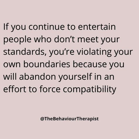 Nabill Zafir | RMHC on Instagram: "Self boundaries are what you set for yourself. They protect you from abandoning yourself and allow you to live in alignment with your values. Constantly neglecting your needs, over giving or choosing people who are not right for you are some ways you can violate your own boundaries Having standards is like an automatic filtering system it protects you from pursuing or entertaining the wrong relationships otherwise you’re going into relationships blindly. You Having Standards Quotes Relationships, Self Boundaries, Relationship Standards, Standards Quotes, Raise Your Standards, High Value Woman, Your Values, Be Yourself Quotes, Relationship Quotes