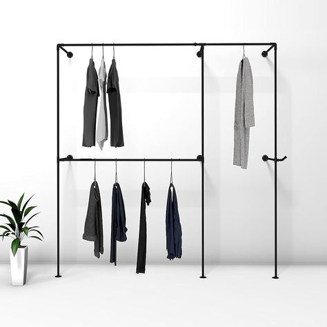 Amazon.com: Anynice Industrial Pipe Clothing Rack,Industrial Clothing Rack, Clothing Rods for Hanging Clothes,Clothes Rack,Wall Mounted Garment Rack, Heavy Duty Coat Rack (62.5" W x 14.4" D x82 H, AF01) : Home & Kitchen Industrial Pipe Clothing Rack, Industrial Clothing Rack, Industrial Clothing, Rack Industrial, Garment Rack, Industrial Pipe, Hanging Clothes, Garment Racks, Clothes Rack