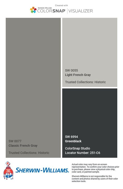 Summit Gray Sherwin Williams Exterior, House Paint Exterior Colour Schemes Gray, House Exterior Colors Schemes Grey, Home Design Color, Exterior Gray Paint, Design Color Palette, Gray Color Palette, Gray House Exterior, Exterior Color Palette