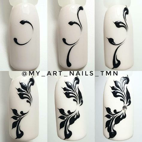 on Instagram: “@my_art_nails_ Monogram Nails, Swirl Nail Art, Lace Nail Art, Nail Art 3d, Unghie Nail Art, Gel Paint, Nail Drawing, Lace Nails, White Nail Art