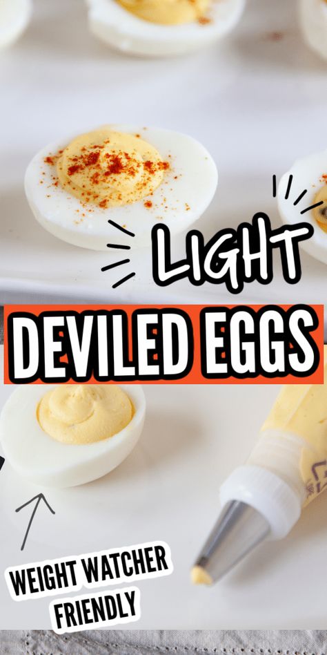 Low Calorie Appetizers For Party, Low Calorie Potluck Recipes, Weight Watchers Deviled Eggs, Deviled Eggs Recipe Best No Mayo, Low Calorie Egg Recipes, Low Calorie Deviled Eggs, Low Cal Deviled Eggs, Deviled Eggs No Mayo, No Mayo Deviled Eggs