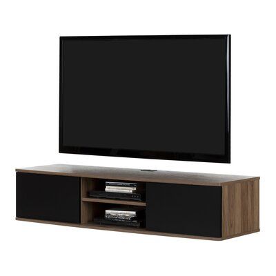 South Shore Agora Wall Mounted Media Console TV Stand for TVs up to 58" Color: Tv Stand Hanging, Mount Tv Stand, Best Tv Wall Mount, Walnut Bedroom Furniture, Wall Mounted Media Console, Wall Mount Tv Stand, Walnut Bedroom, Mount Tv, Floating Entertainment Center