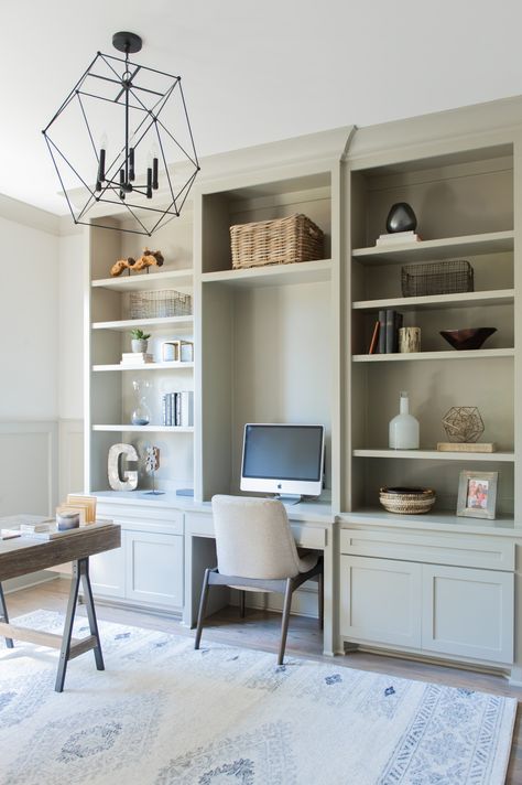 Modern Oasis - Transitional - Home Office - Nashville - by ONYX + ALABASTER | Houzz Female Office Ideas, Desk Home Office Ideas, Small Office Ideas, Desk Wall Unit, Transitional Home Office, Female Office, Desk Home Office, Green Office, Office Pictures