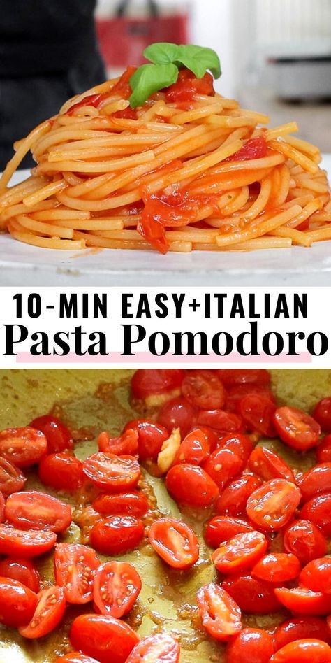 Simple Pasta Sauce Tomatoes, Quick Tomato Pasta Sauce, One Pot Tomato Pasta, Pasta Pomodoro Recipe Simple, Pomodoro Pasta Recipe, Quick And Easy Pasta Dishes, Spaghetti Pomodoro Recipe, Simple Tomato Pasta, Simple Spaghetti Recipe