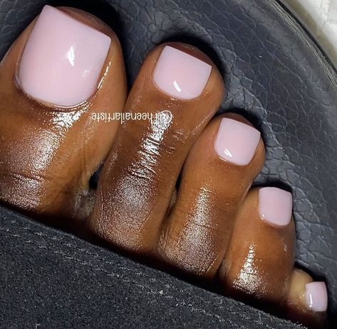 Black Women Pedicure Colors, Pedicure Square Nails, Pink Pedicure Black Women, Black Women Pedicure Ideas, Winter Toes Nails Colors 2023, Dark Skin Toe Nail Colors, Nude Nails And Toes, Light Pink Acrylic Toes, Overlay Toenails