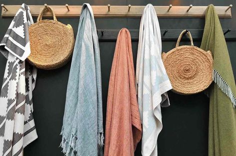 Blanket Walls Are TikTok's New Favorite Trend —Here's What You Need to Know Hanging Blankets On Wall Hooks, Blankets On Wall, Hanging Blankets On Wall, Hanging Blankets, Blanket Wall, Wall Trends, Blanket On Wall, Blanket Basket, Blanket Ladder