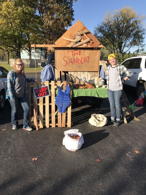 Pun Trunk Or Treat, Trunk Or Treat Sandlot Theme, Sand Lot Trunk Or Treat Ideas, Rise Of Red Trunk Or Treat, Sandlot Trunk Or Treat Ideas For Cars, Baseball Trunk Or Treat Ideas For Cars, The Sandlot Trunk Or Treat Ideas, Baseball Theme Trunk Or Treat, Sandlot Decorations