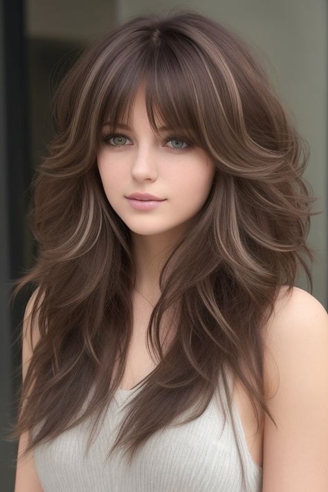 Exploring Chic Haircuts And Hair Trends : Long Layers + Face Framing Long Layer Face Frame Haircuts Short Hair, Long Brown Hair With Layers Face Framing Straight, Brunette Layered Hair Medium Face Framing, Face Frame And Layers, Layered Hair For Long Hair, Bangs With Layers Long Hair, Long Brown Face Framing Layers, Long Layers Mid Length Hair, Brown Hair Long Layers Face Frame