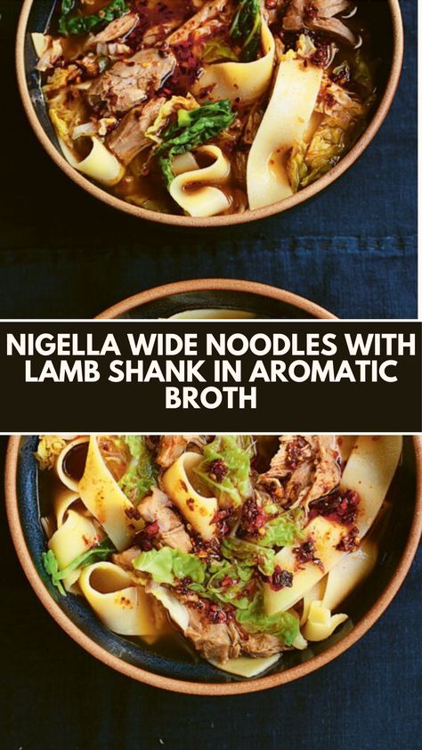 This easy Wide Noodles with Lamb Shank by Nigella Lawson is a rich and flavorful dish, perfect for a comforting meal. The lamb is cooked slowly in a fragrant broth of spices and gochujang, making it tender and aromatic.

It’s a flexible recipe where you can use other wide noodles or swap cabbage with spinach! Wide Noodles, Nigella Lawson Recipes, Ginger Head, Lamb Shank, Savoy Cabbage, Lamb Shanks, Nigella Lawson, Video Recipes, The Lamb