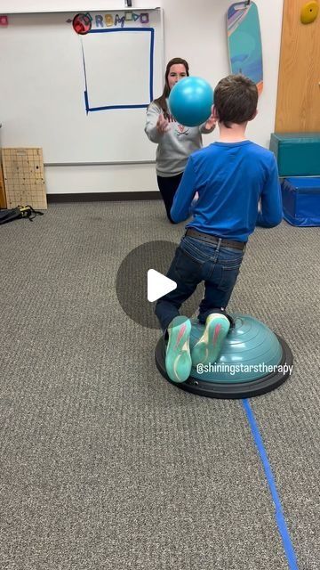 Bean Bag Activities, Balance Activities, Adapted Pe, Pediatric Physical Therapy Activities, Bosu Ball Workout, Pediatric Physical Therapy, Balance Training, Occupational Therapy Activities, Bosu Ball