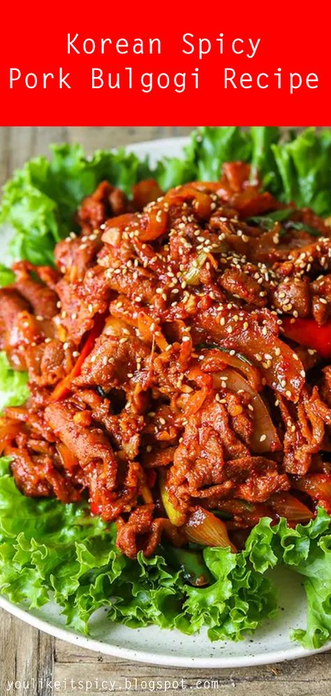 Korean Spicy Pork Bulgogi Recipe #Korean #Spicy #Pork #Bulgogi #Recipe Spicy Beef Bulgogi Recipe, Spicy Pork Bulgogi Recipe, Spicy Pork Bulgogi, Korean Spicy Pork, Pork Bulgogi Recipe, Pork Bulgogi, Beef Bulgogi Recipe, Recipe Korean, Bulgogi Recipe