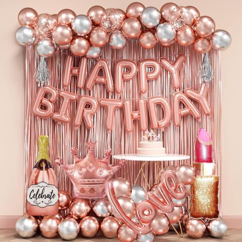 PRICES MAY VARY. What You Receive:You will receive 30pcs 10inch rose gold balloons, 20pcs 10 inch silver balloons, 3pcs 12inch confetti balloons, a 16inch Happy Birthday balloon, 4pcs foil balloon, 2 pieces of 3.2x6.5ft rose gold fringe curtains. It also includes a 16 foot chain, 100 adhesive dots, and a silver ribbon,plenty of balloons and foil options for your stylish party theme All Inclusive Birthday Decorations:The rose gold party decorations is an all inclusive package featuring balloons, Rose Gold Balloons Decoration, Champagne Birthday Decorations, Rose Gold Birthday Theme, Happy Birthday Balloons Decorations, Rose Gold Birthday Party Decorations, Rose Gold Birthday Decorations, Rose Gold Party Theme, Crown Balloon, 40th Birthday Balloons