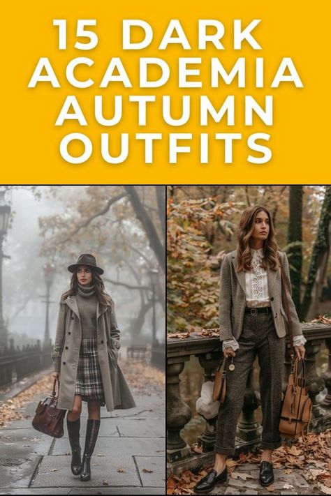 Step into the world of dark academia with these 15 stylish autumn outfits. From cozy sweaters to vintage blazers, discover how to blend scholarly charm with autumnal vibes effortlessly. Perfect for those who love a touch of mystery in their fall fashion. Sage Green Wedding Dress, Bag Dresses, Dark Academia Look, Vintage Blazers, Vintage Academia, Dark Academia Outfits, Capsule Wardrobe Ideas, Academia Outfits, Light Blue Wedding