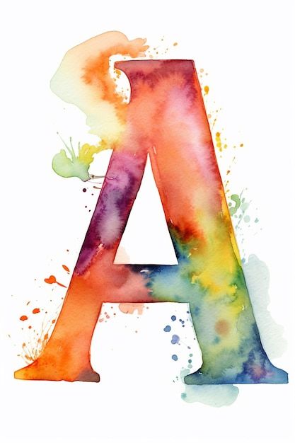 A Letter Painting, Watercolour Lettering Alphabet, Letter A Watercolor, Decorative Calligraphy Alphabet, Logo Design Watercolor, Watercolour Typography, Letter A Painting, Aesthetic Letter A, Letter Art Alphabet