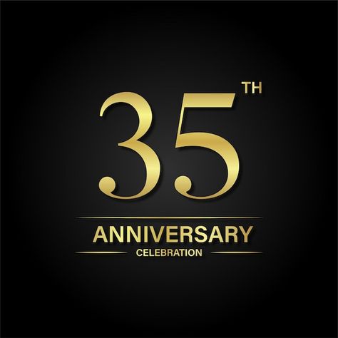 35th Anniversary, Psd Icon, Anniversary Celebration, Vector Photo, Black Background, Premium Vector, Black Backgrounds, Graphic Resources, Gold Color