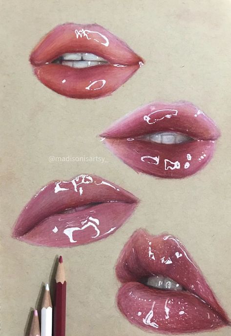 Color Pencil Sketch, Prismacolor Art, Makeup Drawing, Drawing Hair, Eye Makeup Ideas, Glossy Makeup, Best Eye Makeup, Drawing Watercolor, Lips Drawing