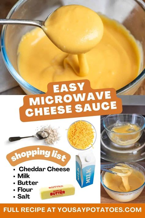 Cheese Sauce Recipe For Fries, Microwave Cheese Sauce, Easy Nacho Cheese Sauce, Microwave Recipes Dinner, Easy Nacho Cheese, Easy Cheese Dip, Homemade Nacho Cheese Sauce, How To Make Cheese Sauce, Microwave Dinners