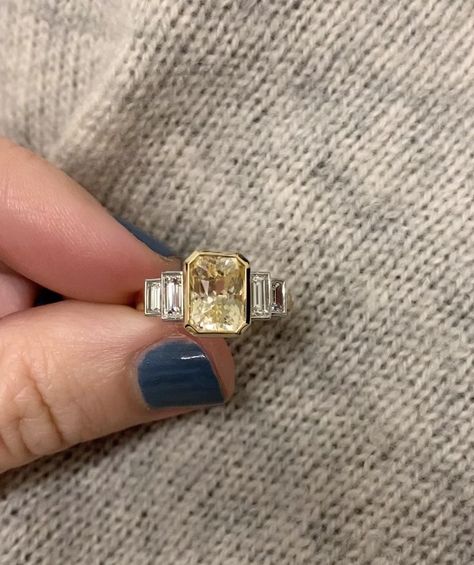 Yellow Sapphire And Diamond Ring, Lab Grown Yellow Diamond, Yellow Moissanite Ring, Yellow Wedding Rings, Yellow Moissanite Engagement Ring, Yellow Ring Engagement, Yellow Diamond Ring Engagement, Coloured Diamond Engagement Ring, Yellow Sapphire Diamond Ring