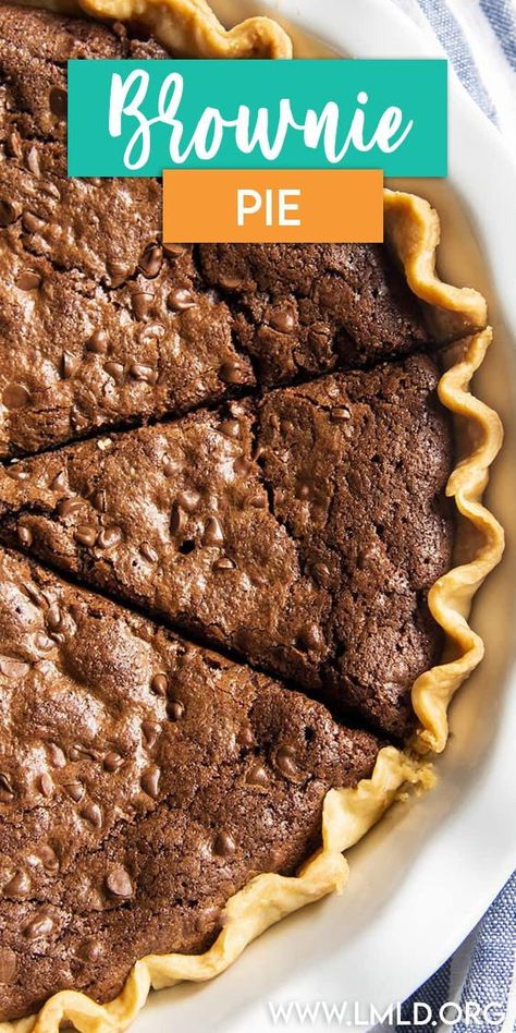 Worlds Best Pie Recipes, Easy Brownie Pie, German Chocolate Brownie Pie, Brownie Peanut Butter Pie, Brownie Pie Joanna Gaines, Joanna Gaines Brownie Pie, Fudge Brownie Pie Recipe, Peanut Butter Brownie Pie, Fudge Pie Recipe Easy