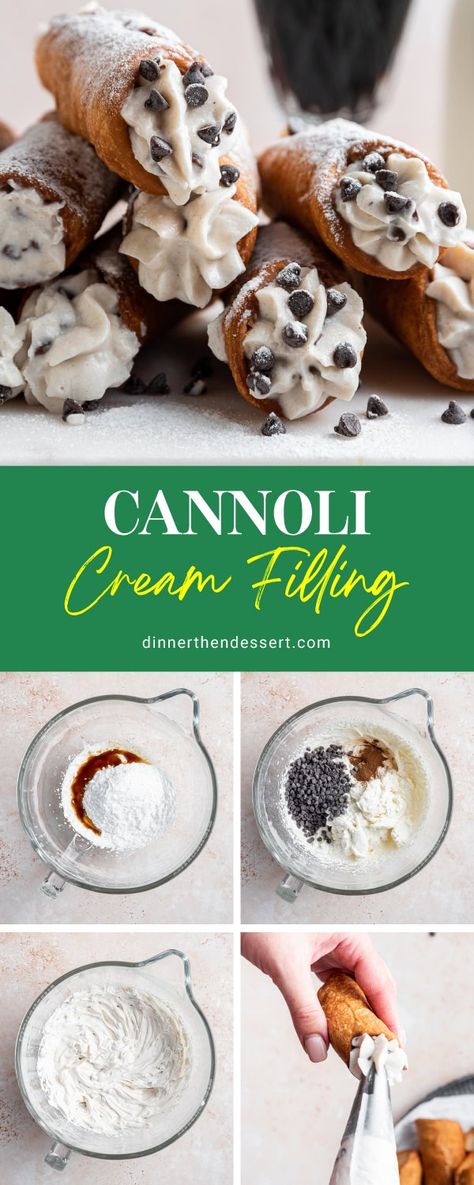 Best Cannoli Filling Recipe, Easy Cannoli Filling, Sweet Ricotta Filling, Cannoli Filling Recipe Ricotta, Canolli Cream Filling Recipes, Canolis Recipe Italian Filling, Canolis Recipe Italian, Easy Cannoli Recipe, Cannoli Recipe Filling