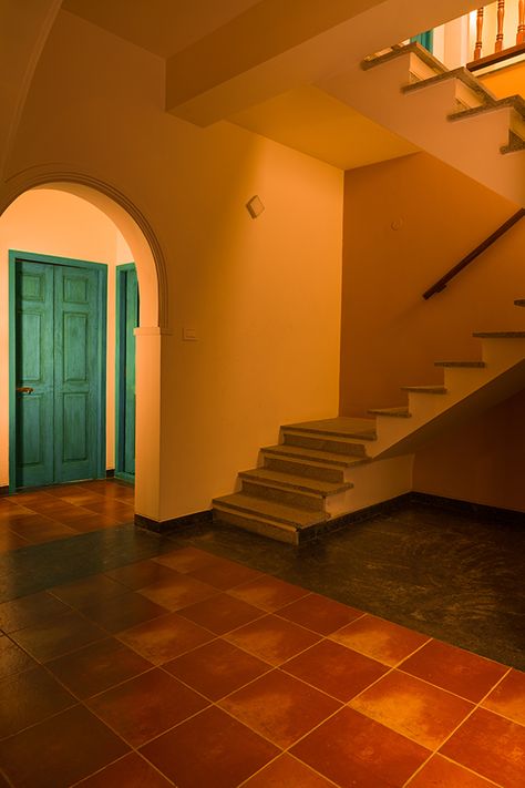 Red Accent Wall Living Room, Terracotta Bathroom Walls, Terracotta Hallway, Terracotta Bathroom Floor, Terracotta Interior, Light Airy Bedroom, Maroon Walls, Interior Palette, Terracotta Walls