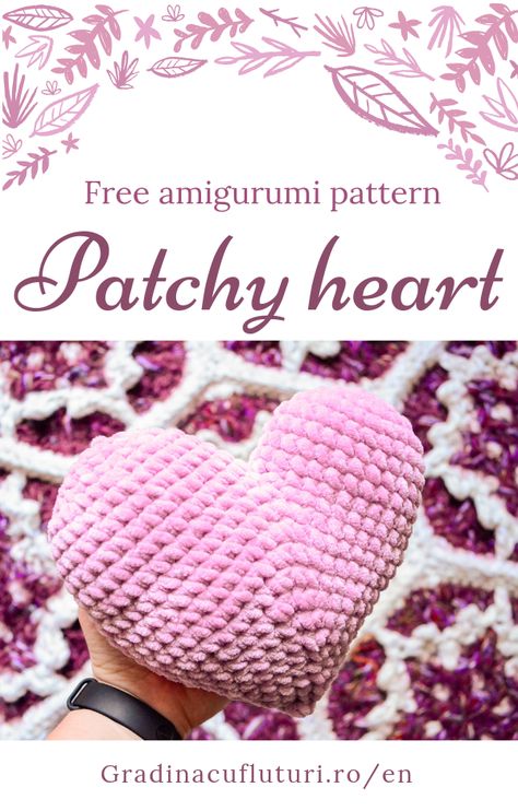 Free crochet amigurumi pattern for an assymetrical heart made with chenille or velvet yarn, perfect as a Valentine's gift. Great for beginner crocheters. Heart Plushie Crochet Pattern, What To Crochet With Velvet Yarn, Heart Plushie Crochet, Heart Plush Pattern, Heart Crochet Pillow, Heart Pillow Crochet Pattern, Velvet Yarn Crochet Patterns, Valentine Crochet Patterns, Crochet Velvet Yarn