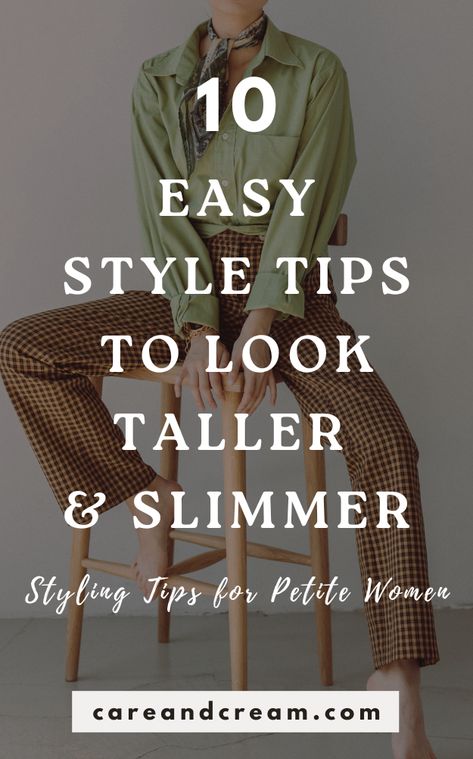 Discover how to look taller and slimmer with our 10 easy style tips. Perfect for petite ladies who want to look taller while giving off a thinner profile. Simple changes can make a big difference in your appearance. Plus: styling tips to look taller, petite women style. Outfits To Make You Look Slender, How To Look Taller Outfits, Petite Outfit Ideas, Short People Outfits, Stylish Petite Woman, Outfits For Short Women, Denim Midi Skirt Outfit, Petite Fashion Outfits, Chubby Face Haircuts