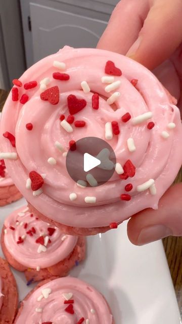 Luke Brown on Instagram: "#sponsored Funfetti Strawberry Cake Mix Cookies are an easy dessert that is perfect for Valentine’s Day! @funfetti 
 
INGREDIENTS 
1 box Funfetti Strawberry Cake Mix
2 eggs, whisked 
1/3 cup oil
Funfetti Valentine’s Day Vanilla Frosting 
 
INSTRUCTIONS 
Preheat oven to 350° F. Add strawberry cake mix, 2 whisked eggs, and oil to a bowl and stir well. This will be thick, so it might take a little bit to get it all incorporated. 
 
Use a cookie scoop to scoop out cookies onto a baking sheet lined with parchment paper. Bake for about 12 minutes. 
 
Let cookies cool for 5-10 minutes then spread frosting on top. Top with the Funfetti sprinkles. Overall these cookies stay pretty soft, but as they cool they will start to set up. Enjoy!
 
#easyrecipe #dessert #cookies #str Funfetti Sprinkles, Strawberry Cake Mix Cookies, Luke Brown, Dessert Cookies, Strawberry Cake Mix, Bite Size Appetizers, Strawberry Cookies, Valentine Dinner, Mix Recipes