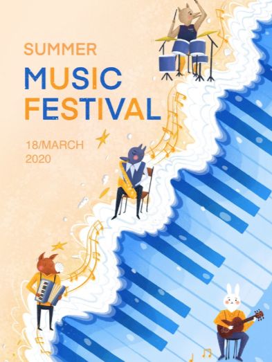 Beach Festival Poster, Poster Festival Music, Graphic Design Book Cover, Backdrops Kids, Concert Poster Design, Graphic Design School, Digital Media Design, Summer Music Festivals, Music Festival Poster