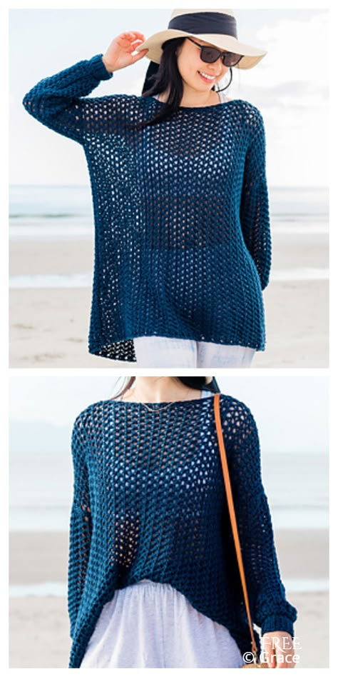 Lace Top Patterns, Crochet Tunic Pattern, Beau Crochet, Crochet Sweater Pattern Free, Crochet Ladies Tops, Crochet Lace Top, Crochet Tops Free Patterns, Crochet Lace Pattern, Crochet Summer Tops