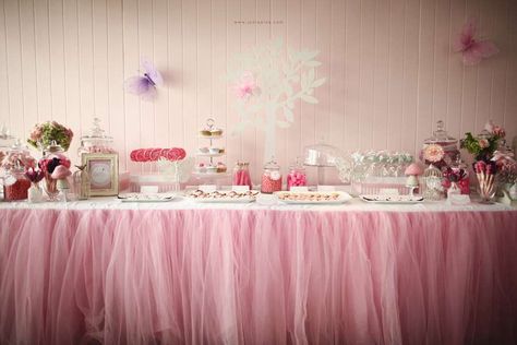 table decoration Pink Tulle Table Skirt, Baby Shower Desserts Girl, Tutu Table Skirt, Girl Shower Decorations, Tutu Table, Tulle Table Skirt, Tulle Table, Table Skirts