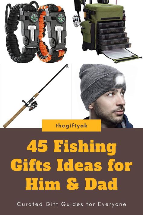 Fishing Gift Ideas for Fisherman. Enjoy the best Fishing Gifts for Him, Fishing Gifts for Boyfriend, Fishing Gifts for Dad and for our little kids get Fishing Gifts for Boys. And DIY Fishing Gifts for the family! #fishinggifts https://thegiftyak.com/gift-ideas/45-unique-fishing-gift-ideas-for-men-that-were-born-to-fish/ Hunting And Fishing Gifts For Men, Fishing Bag Ideas, Fishing Presents For Boyfriend, Fishing Boyfriend Gifts, Ice Fishing Gifts For Him, Gifts For The Fisherman, Gifts For Fishing Boyfriend, Fisherman Gift Ideas, Fishing Basket Ideas