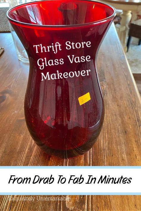 Red Glass Vases Decor Ideas, Red Vase Decorating Ideas, Large Glass Vase Ideas, Large Glass Vase Decor, Large Vases Decor Ideas, Glass Vase Christmas Decor, Glass Vase Makeover, Vase Makeover Diy, Large Vase Ideas