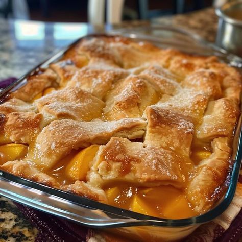 Peach Cobbler Aesthetic, Cobbler Aesthetic, Peach Cobbler Ingredients, Southern Peach Cobbler, Grandma Cooking, Peach Cobbler Recipe, Canned Peaches, Peach Cobbler, Homemade Treats