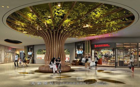 Biophilic Ceiling Design, Restaurant Design Rustic, Biophilic Architecture, Tree Interior, Mall Design, Architecture Design Sketch, Hospital Design, Lobby Design, Architecture Design Concept