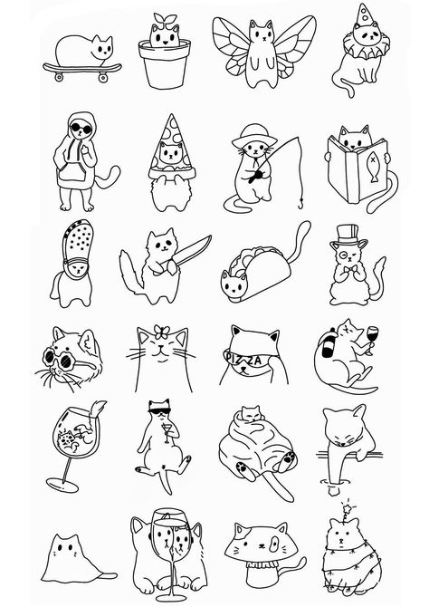 Boohoo Tattoo, Outline Flash Tattoo, Quick Flash Tattoo, Silly Flash Tattoos, Veterinarian Tattoo Ideas, Flash Sheet Tattoo Ideas, Cat Tattoo Flash, Tattoo Flash, Sharpie Tattoos