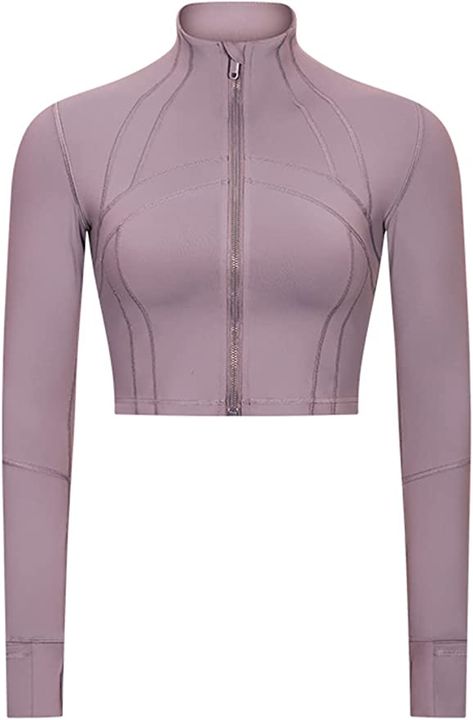 Ladies Short Jackets, Peach Blush, Mode Online, Sports Jacket, Dress With Cardigan, Yoga Wear, Thumb Holes, Lightweight Jacket, Long Sleeve Crop Top