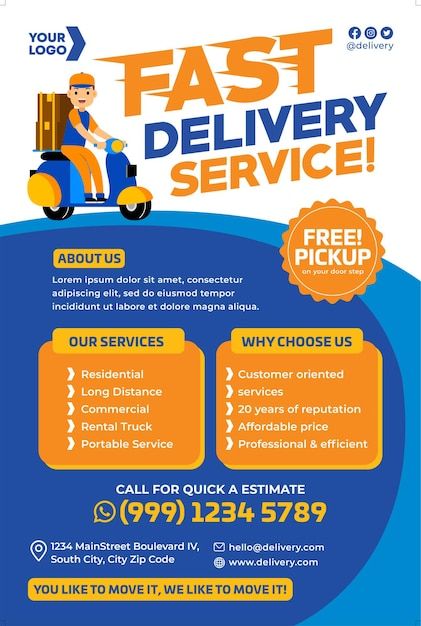 Vector delivery service poster promotion... | Premium Vector #Freepik #vector #delivery-concept #delivery-banner #delivery-map #deliver Delivery Service Poster, Corporate Web Design, Service Poster, Poster Promotion, Print Templates, Flat Design, Delivery Service, Long Distance, Design Style