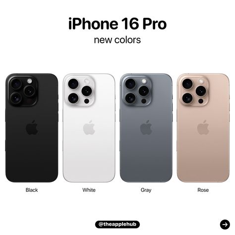 The iPhone 16 Pro lineup is rumored to be available in four new colors! Apple is expected to release the new models next month Iphone 16 Pro Colors, Iphone 16 Colors, I Phone 16 Pro, Iphone 16 Pro Case, Ipad Lockscreen, Ipad Pro Wallpaper, All Apple Products, Iphone Wallpaper Classy, Ipad Background