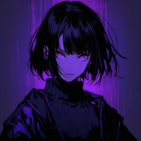 Purple Anime, Dark Purple Aesthetic, Violet Eyes, Anime Artwork Wallpaper, Blade Runner, Anime Oc, Female Character Design, Purple Wallpaper, Purple Aesthetic