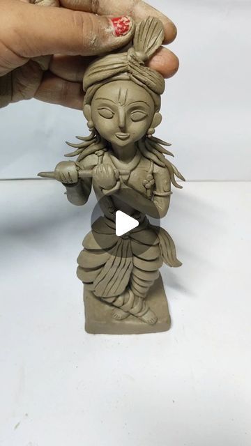 Krishna Mouldit, How To Make Krishna With Clay, Radha Krishna Clay Art On Canvas, Clay Krishna Idol, Krishna Making With Clay, Clay Krishna Diy, Moulding Clay Ideas Art, Clay Moulding Ideas, Krishna Clay Art