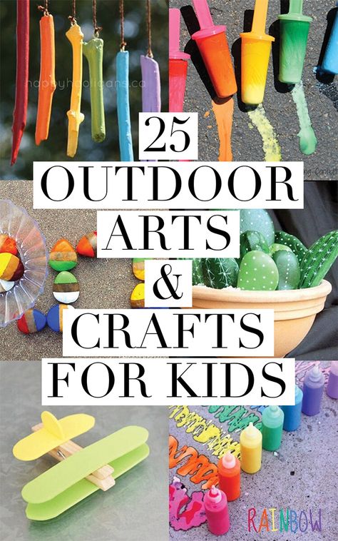 25 Outdoor Arts & Crafts Fun Art Projects, Diy Bird Bath, Outdoor Crafts, Summer Crafts For Kids, Easy Art Projects, Cool Art Projects, Outdoor Activities For Kids, Diy Mothers Day Gifts, Rainbow Kids