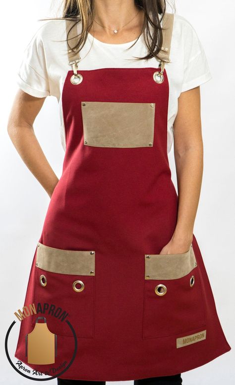 Hairdresser Apron, Brown Apron, Barista Apron, Barber Apron, Red Apron, Black Apron, Free Monogram, Apron Kitchen, Bbq Apron