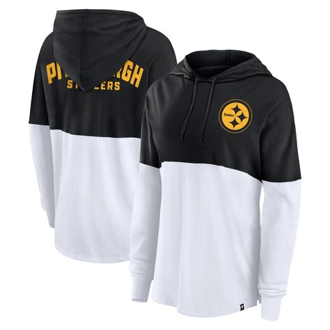 Level up your Pittsburgh Steelers game day style with this Fanatics Backup Option Long Sleeve Hoodie T-Shirt. This long sleeve hoodie tee features screen-printed Pittsburgh Steelers graphics on the front and back, ensuring your fandom takes center stage. The soft and comfortable cotton-polyester blend will make this a go-to piece in your game day wardrobe. Uniform Design, Black & White, Pittsburgh Steelers, Online Retail, Level Up, Game Day, Long Sleeve Hoodie, Pittsburgh, Womens Clothing Tops