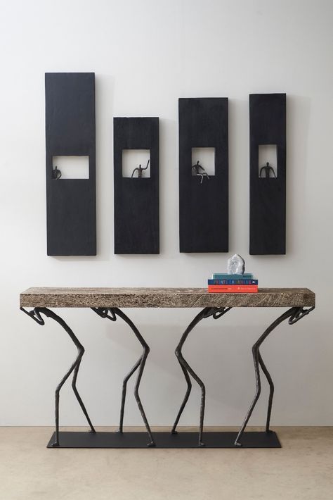 Unusual Tables, Custom Steel Furniture, Wood Wall Tiles, Olympian Gods, Metal Figures, Housing Crisis, Welded Furniture, Console Furniture, Stone Coffee Table